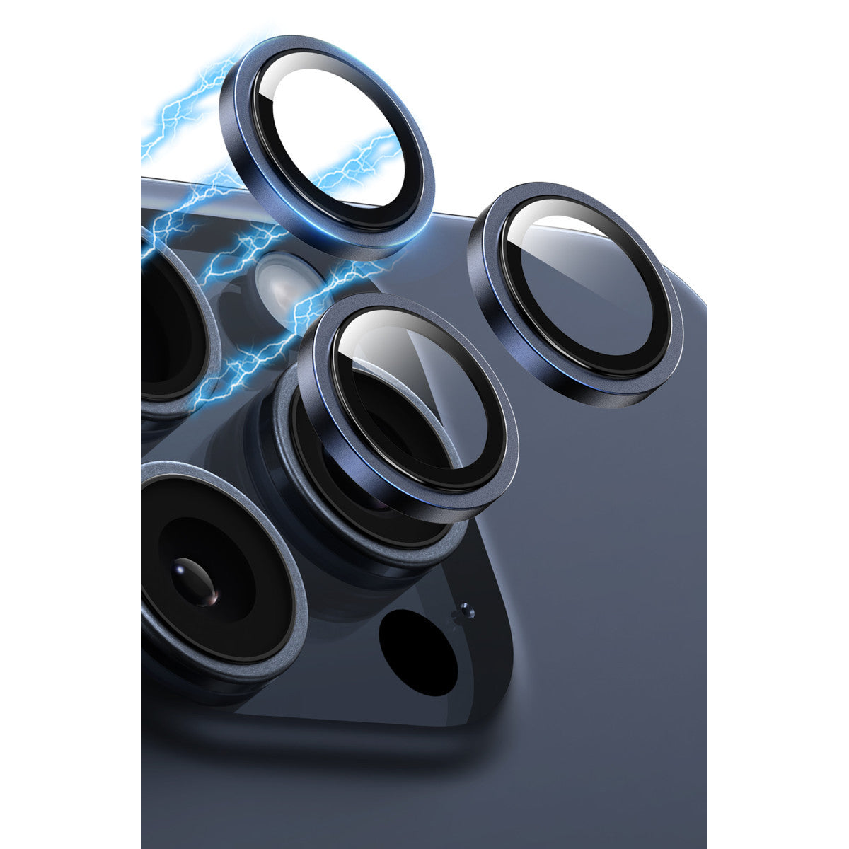 iPhone 15 Pro / 15 Pro Max kamera lens koruyucu beyaz titanyum – görsel 3