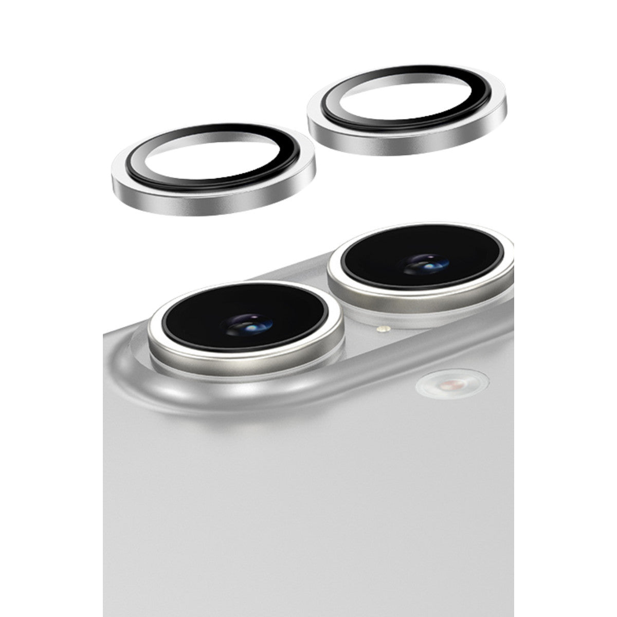 iPhone 16 / 16 Plus kamera lens koruyucu gümüş
