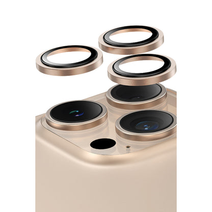 iPhone 16 Pro / 16 Pro Max kamera lens koruyucu çöl titanyum