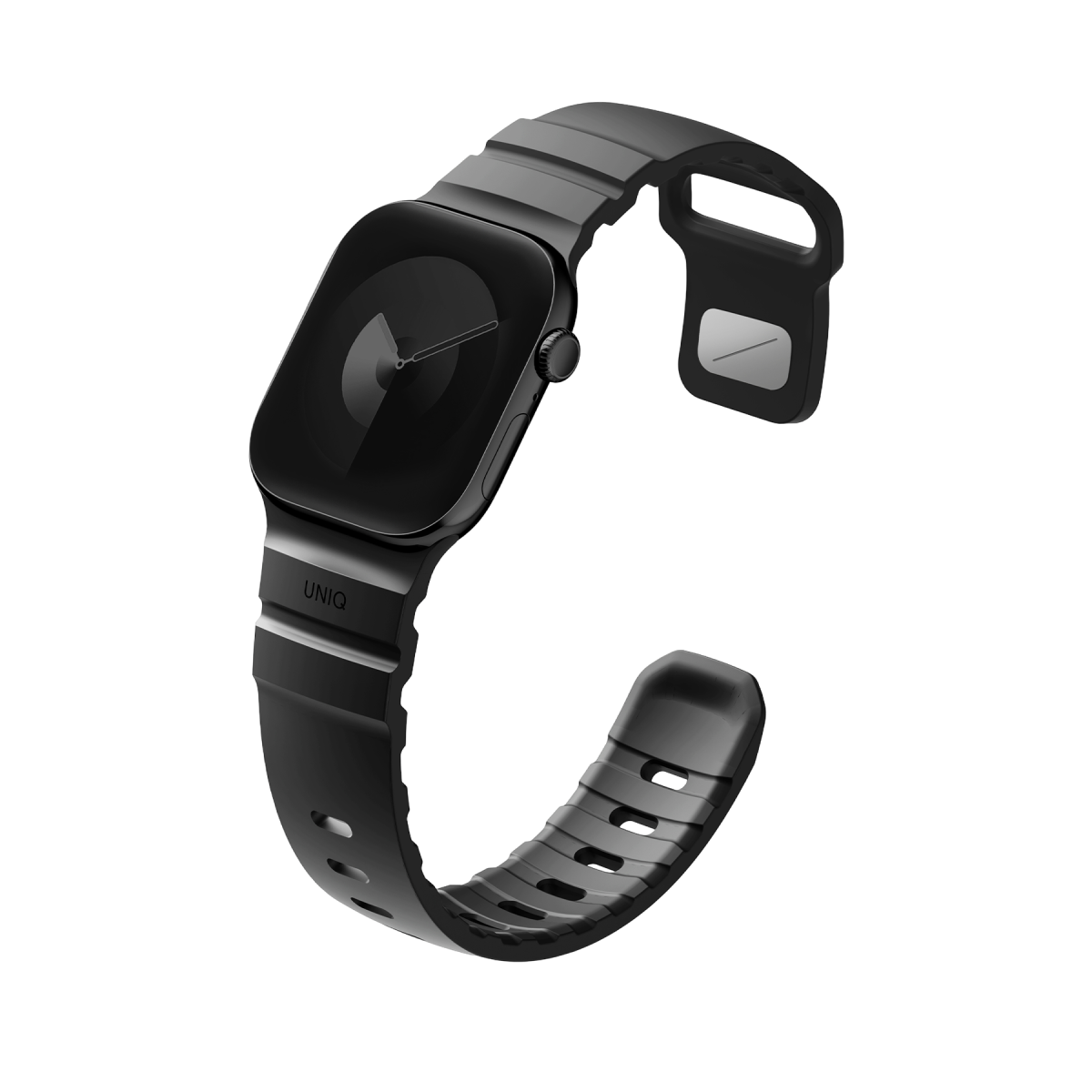 Uniq Alton silikon Apple Watch 41mm kordon siyah